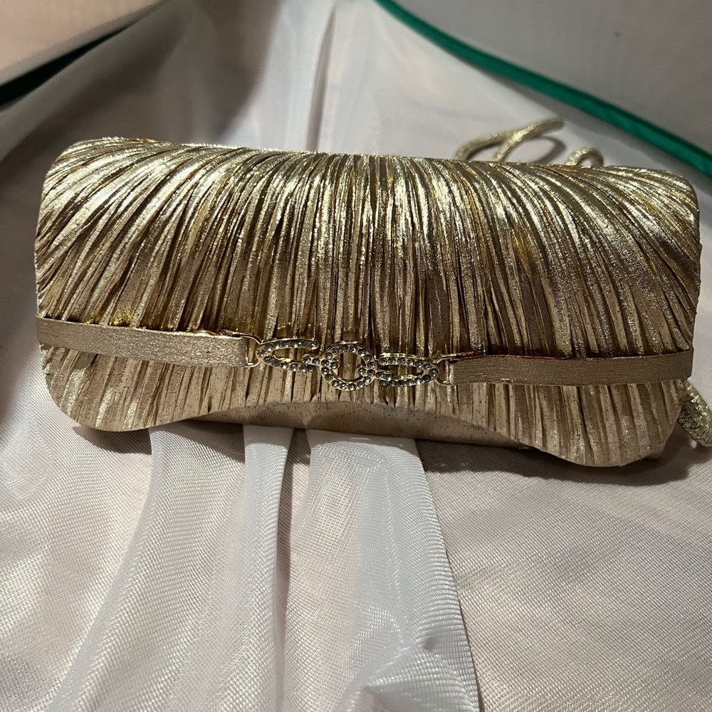 Beautiful gold evening crystal embellished handbag